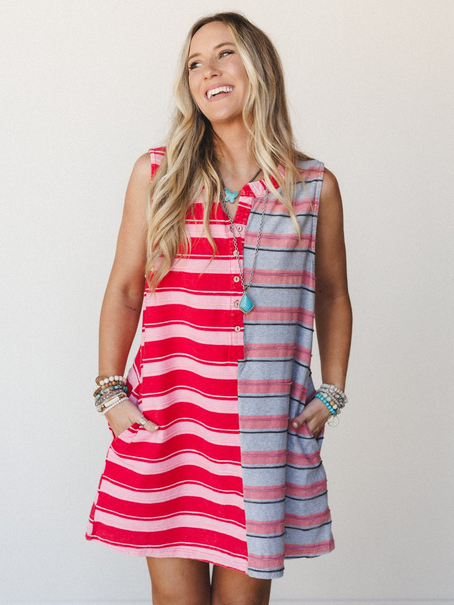 The Nest Cruise Lines Dress - Red Grey