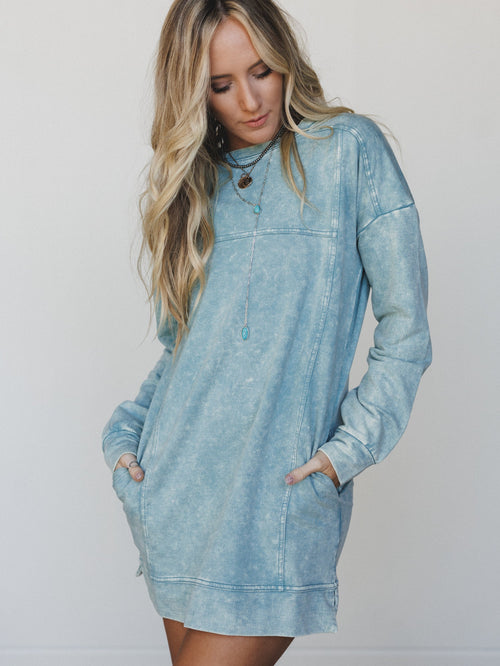 Mission Cozy Sweatshirt Dress - Ash Blue