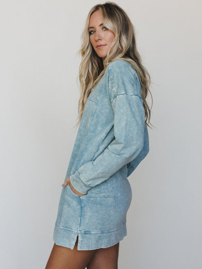 Mission Cozy Sweatshirt Dress - Ash Blue