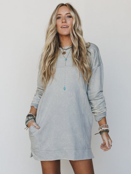 Mission Cozy Sweatshirt Dress  - Sleet