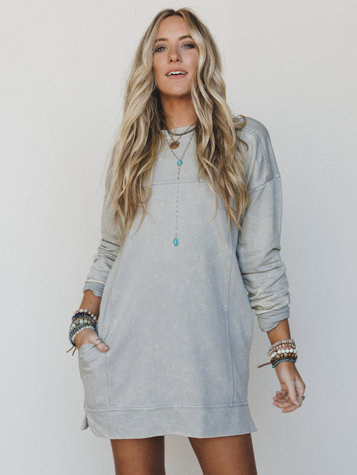 Mission Cozy Sweatshirt Dress  - Sleet