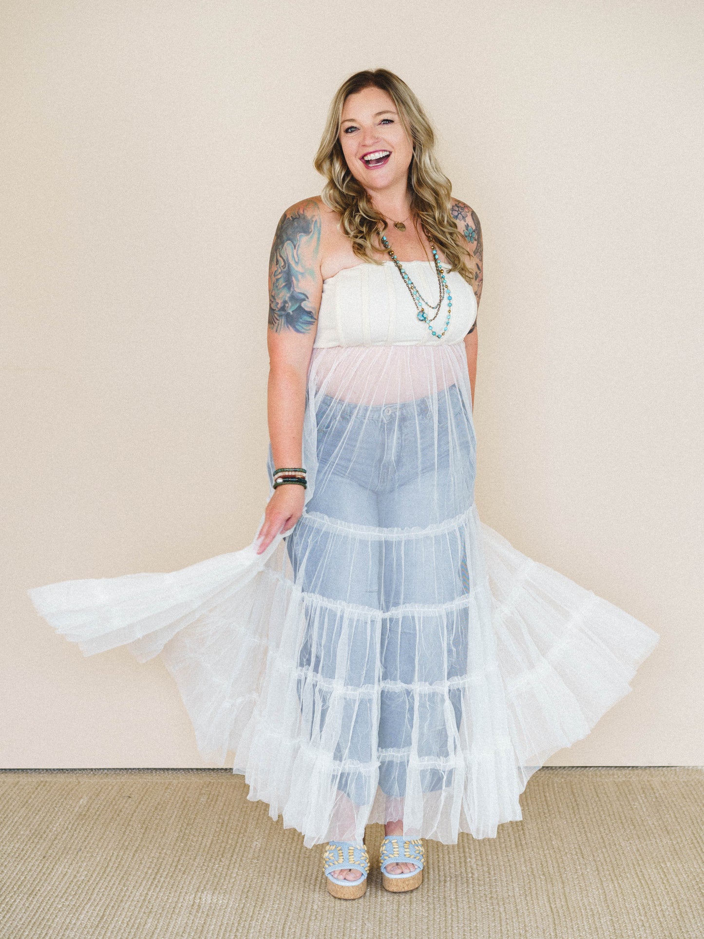 Blush Affair Tulle Maxi Dress - Cream