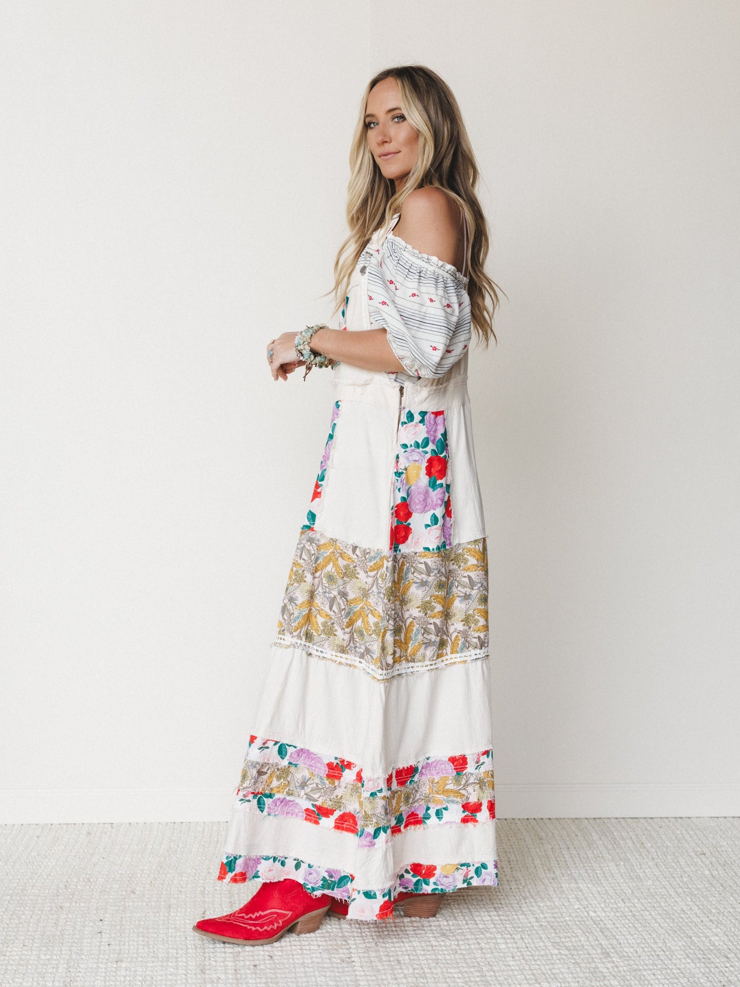 Sweetheart Charm Overalls Maxi Dress - Oatmilk