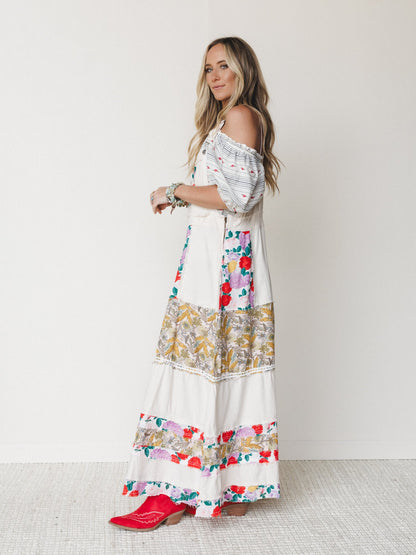 Sweetheart Charm Overalls Maxi Dress - Oatmilk
