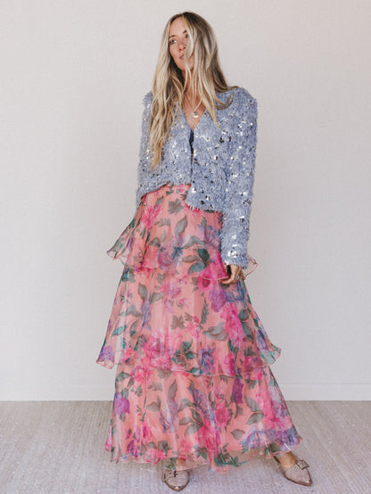 Petal Notes Maxi Skirt - Peach