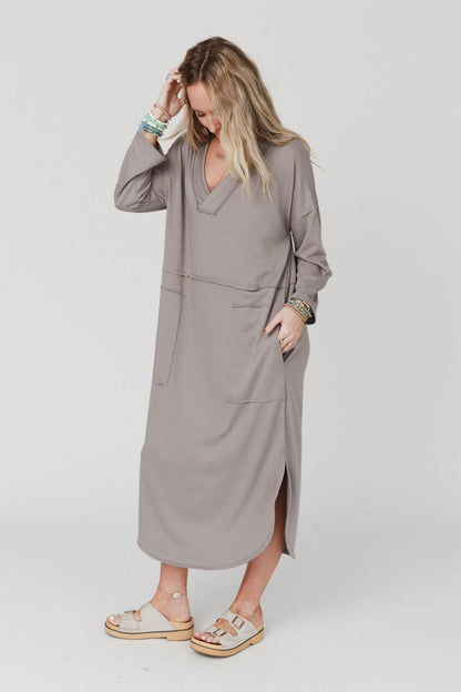 The Nest Meadow Long Sleeve Slit Maxi Dress - Coco