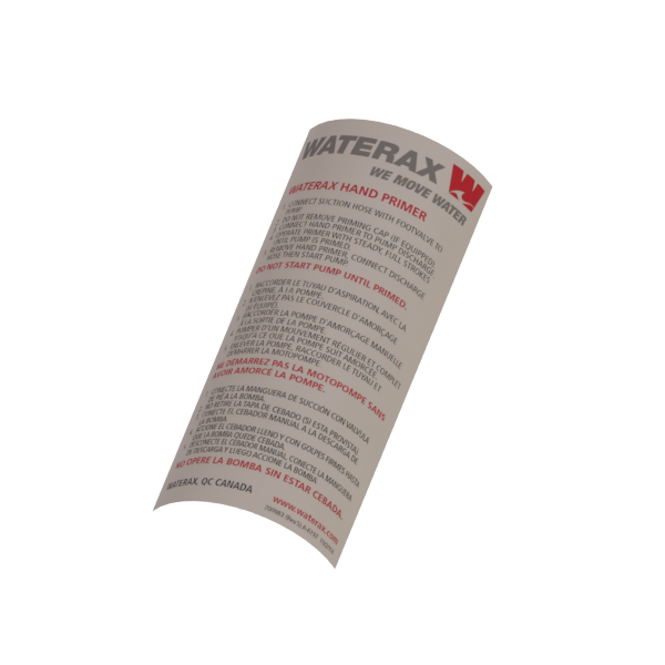 A-6197 Decal "Hand Primer" (English) - 700983 -  Genuine WATERAX Parts