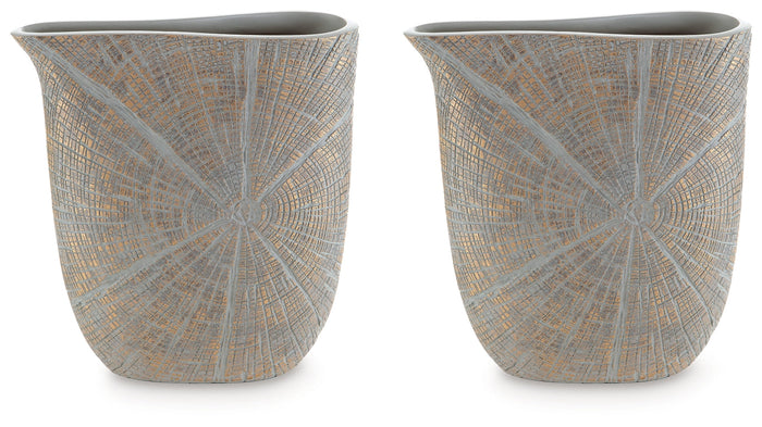 10-inch vase set of 2 with light blue and gray textured mosaic pattern