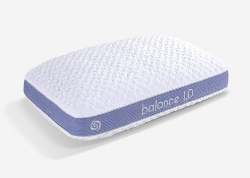Balance performance pillow 1.0, white top and blue base with 'balance 1.0' logo
