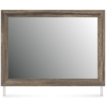 Dark wood bedroom mirror with rectangular frame and flat reflective panel