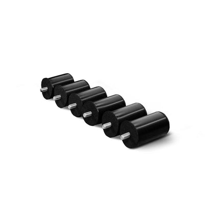 Black 2-inch bed frame legs, set of six with metal mounting bolts
