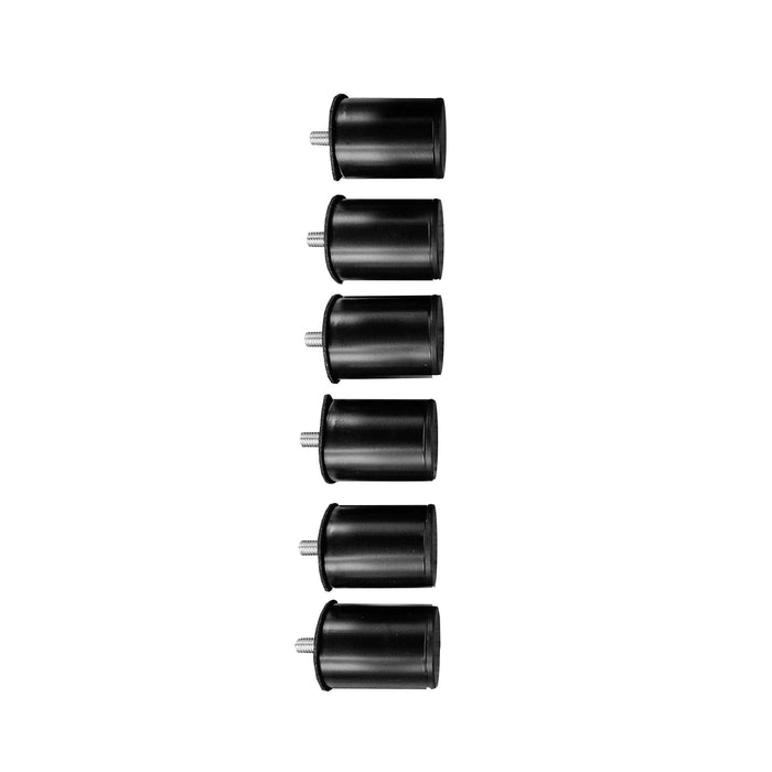 Black cylindrical bed frame legs, set of six with silver mounting bolts