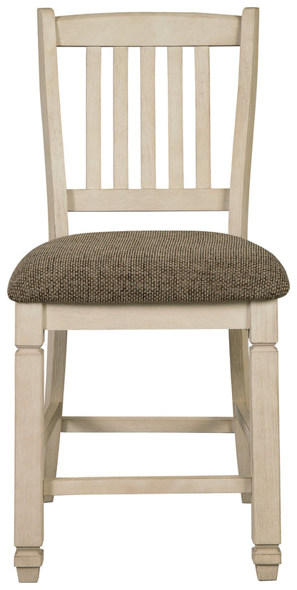 Ashley Furniture - Bolanburg Upholstered 24" Barstool - Beige Fabric|Wood - Stools - Additional View 3