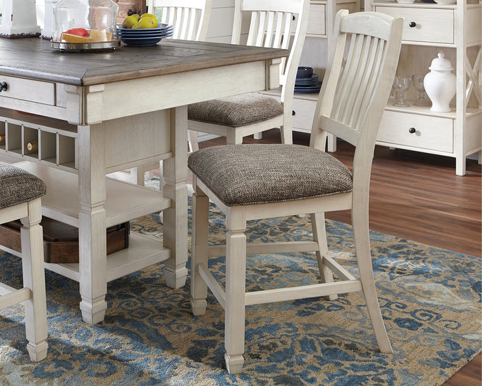 Ashley Furniture - Bolanburg Upholstered 24" Barstool - Beige Fabric|Wood - Stools - Additional View 1