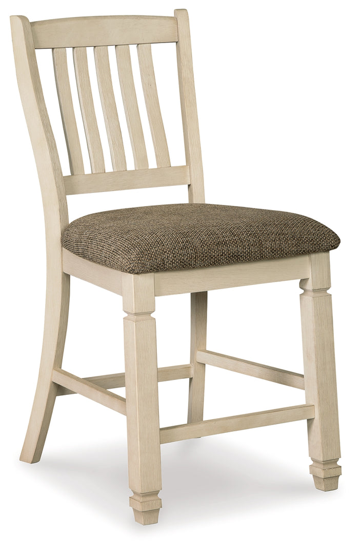 Ashley Furniture - Bolanburg Upholstered 24" Barstool - Beige Fabric|Wood - Stools - Additional View 2