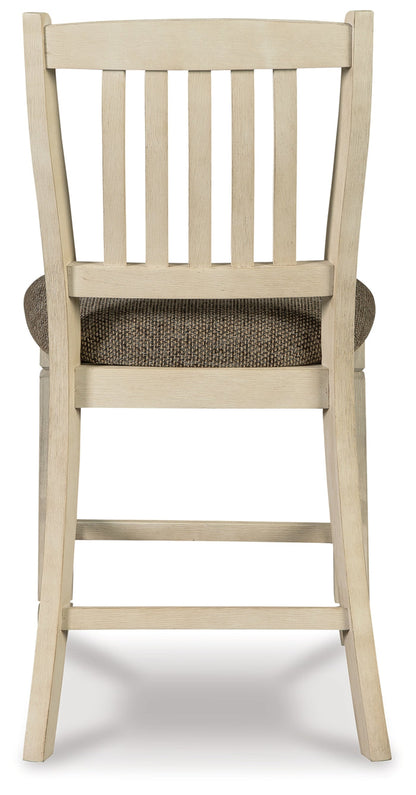 Ashley Furniture - Bolanburg Upholstered 24" Barstool - Beige Fabric|Wood - Stools - Additional View 6