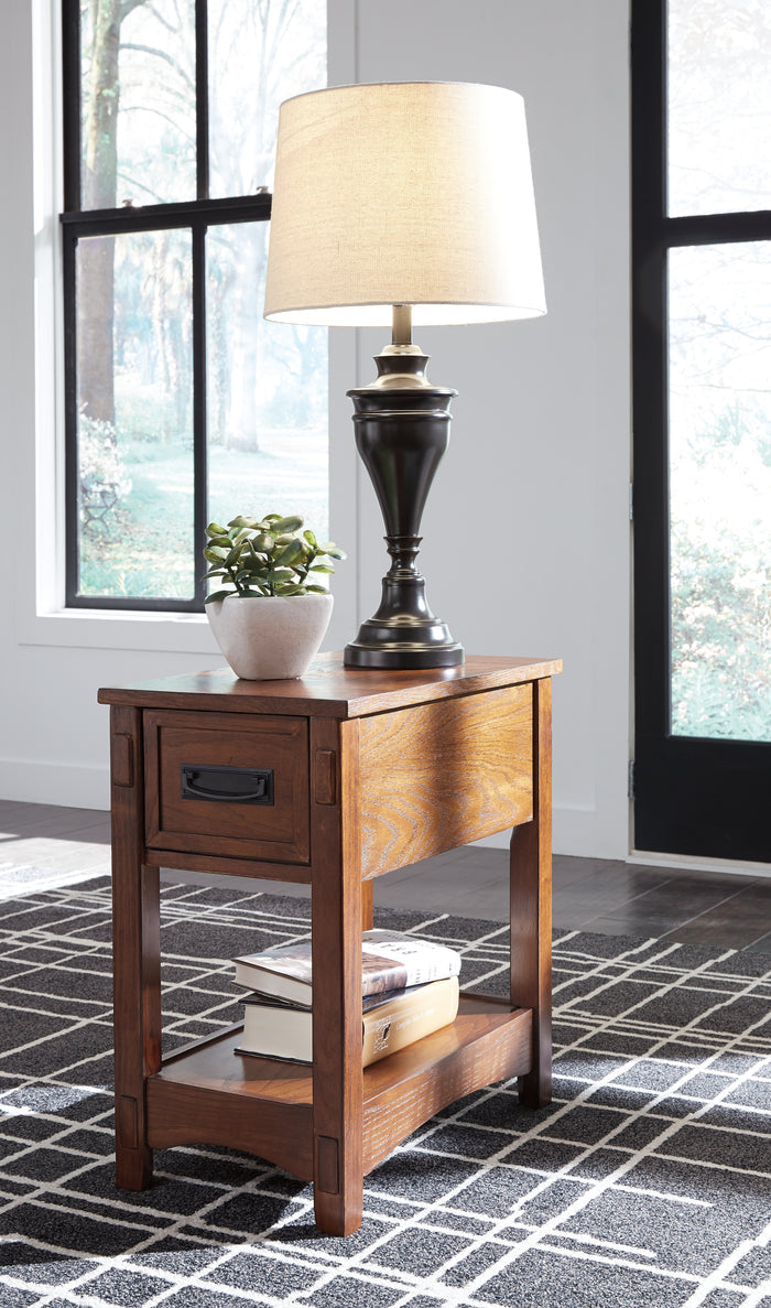 Ashley Furniture - BREEGIN BROWN CHAIR SIDE END TABLE - Dark Brown Wood - Tables - Additional View 1