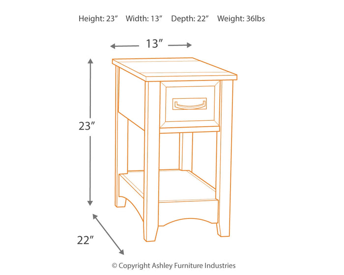 Ashley Furniture - BREEGIN BROWN CHAIR SIDE END TABLE - Dark Brown Wood - Tables - Additional View 3