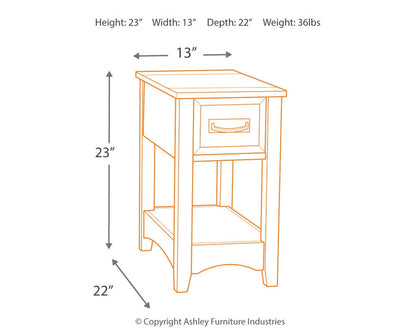 Ashley Furniture - BREEGIN BROWN CHAIR SIDE END TABLE - Dark Brown Wood - Tables - Additional View 3