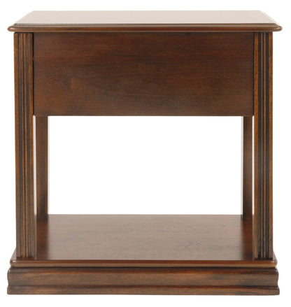 Wooden end table with open shelf under the tabletop