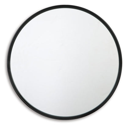 Round wall mirror with black accent frame