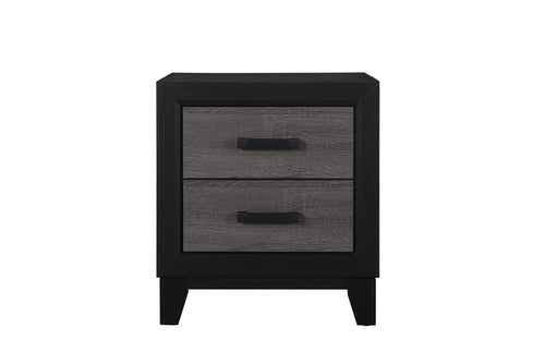 Brodin two-drawer nightstand, dark finish with black legs