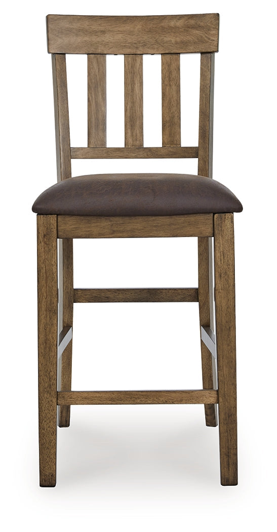 Ashley Furniture - BROXTYN BARSTOOL - Light Brown Wood|Faux Leather - Stools - Additional View 3