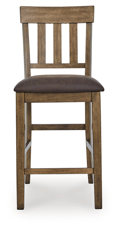 Ashley Furniture - BROXTYN BARSTOOL - Light Brown Wood|Faux Leather - Stools - Additional View 3