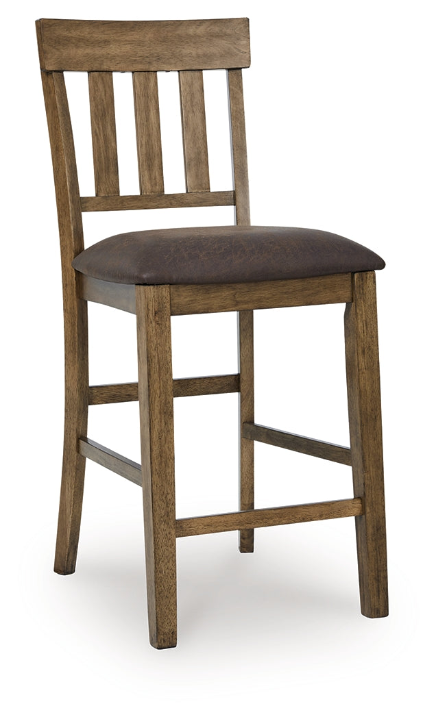 Ashley Furniture - BROXTYN BARSTOOL - Light Brown Wood|Faux Leather - Stools - Additional View 2