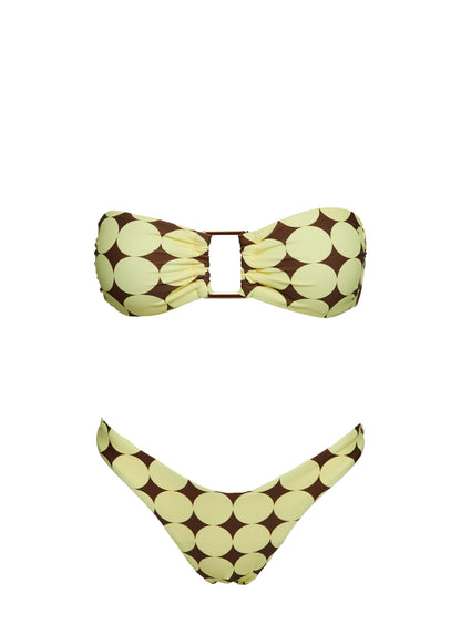 Calbira Strapless Bikini Top Yellow Geo