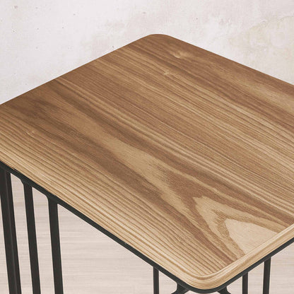 Gallery Everyday Camila Side Table in Natural, featuring a wooden top and black metal legs.