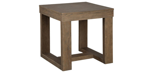 Cariton wooden end table with lower shelf, square dark wood frame
