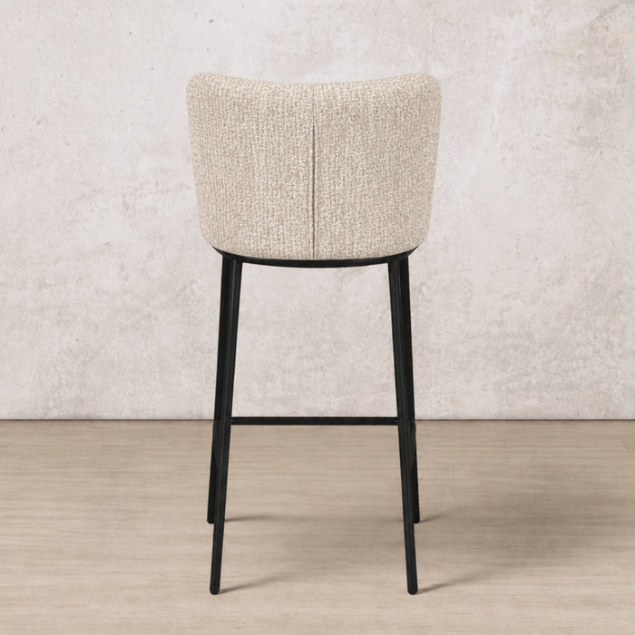 Back view of Carl Fabric Bar Chair in beige. | Bar chairs, bar stools for sale, barstool, dining chair, bar stools and chairs, bar chairs for kitchen