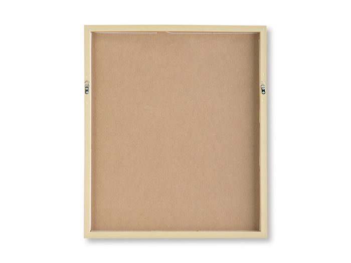Single framed wall art panel with brown backing and light gold-toned border