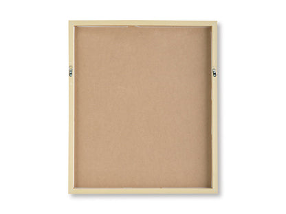 Single framed wall art panel with brown backing and light gold-toned border