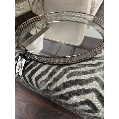 Clarins extra Large Round Nickel Plated Mirror Tray reduced less than half price ex showroom-Renaissance Design Studio