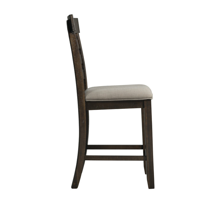 Elements International - COLORADO COUNTER SIDE CHAIR - Dark Brown Fabric - Chairs - Additional View 3