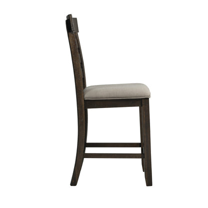 Elements International - COLORADO COUNTER SIDE CHAIR - Dark Brown Fabric - Chairs - Additional View 3