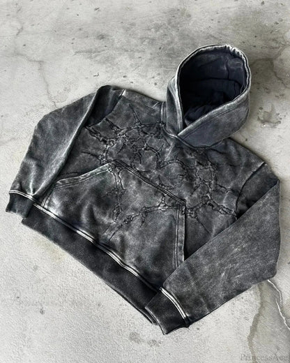 Dark Embroidered Large Hoodie