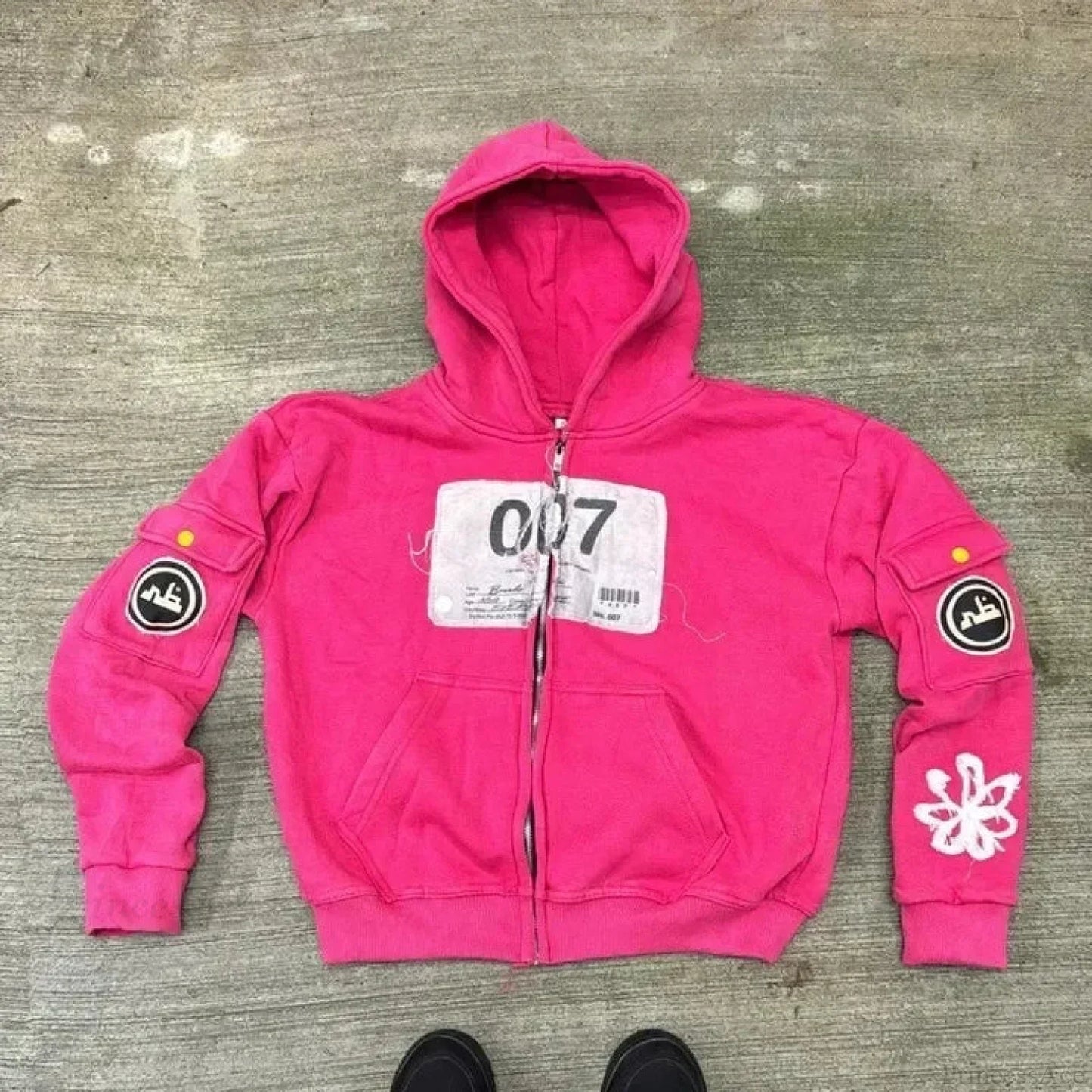 Dark Oversized Design Zip Hoodie