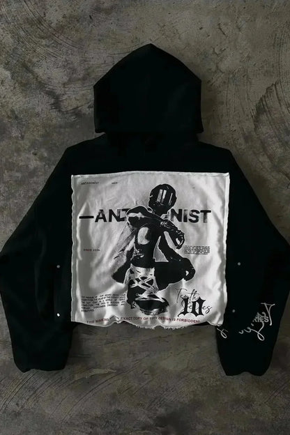 Dark Sparkling Sequin Zip Hoodie