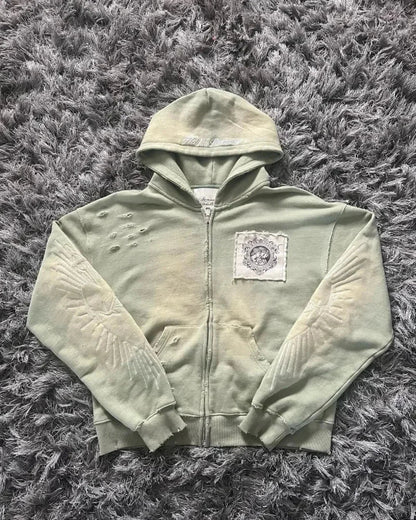 Dark Zipper Joined Vintage Hoodie
