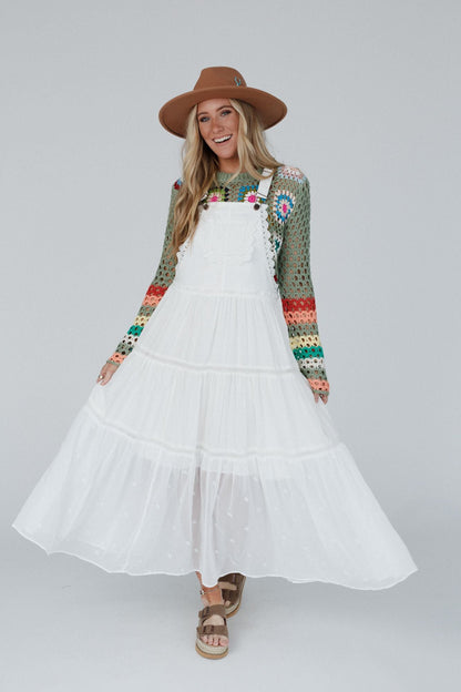 Green Paths Overall Dress - Off White