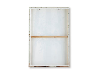 Framed canvas backing for wall art, white panel with metal corners and staples