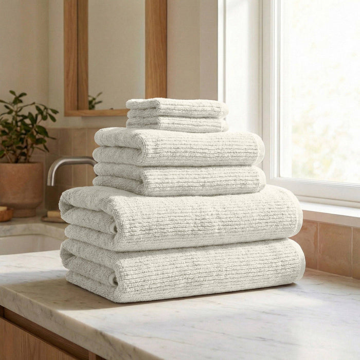 Georgiana Collection - Turkish Cotton Ribbed 6-Piece Bath Towel Set