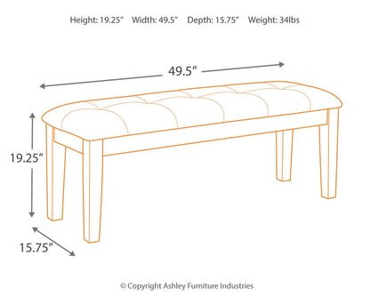 Ashley Furniture - HADDIGAN DINING ROOM BENCH - Dark Brown Leather Match|Wood - Benches - Additional View 3