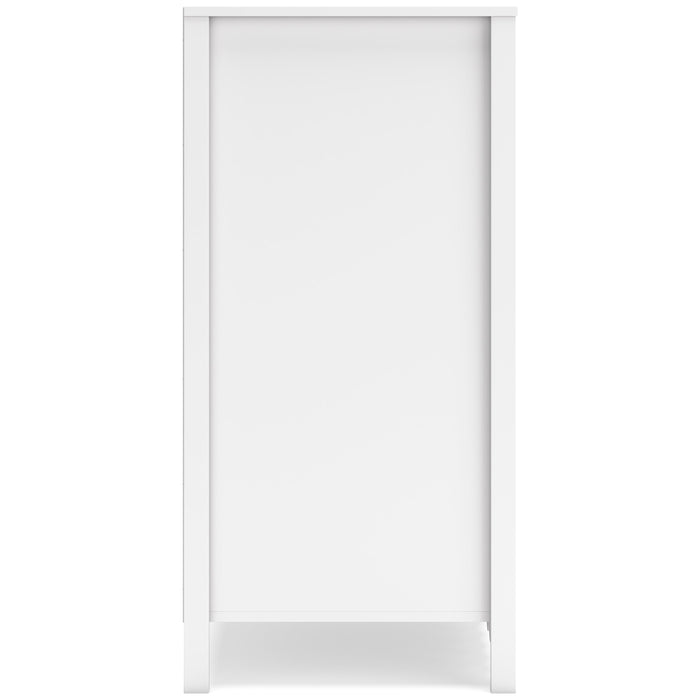 White bookcase side panel with a solid back and straight vertical frame