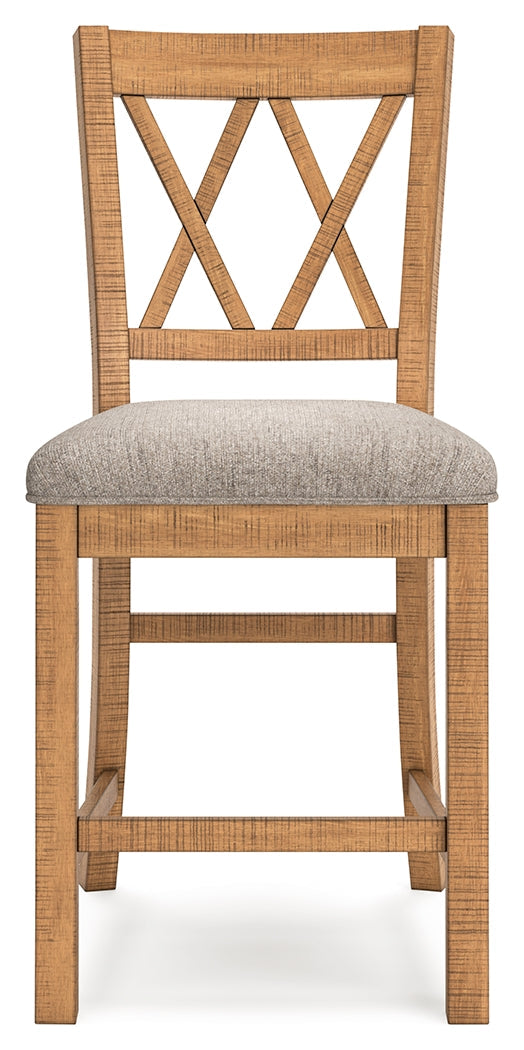 Ashley Furniture - HAVONPLANE COUNTER HEIGHT BARSTOOL - Light Brown Fabric|Wood - Stools - Additional View 5