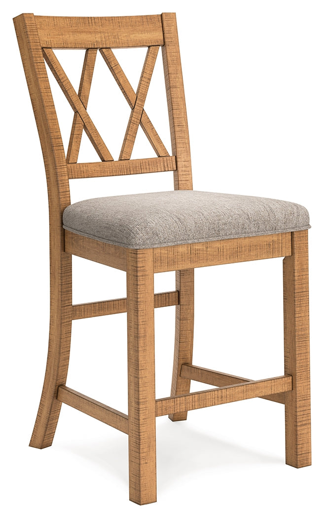 Ashley Furniture - HAVONPLANE COUNTER HEIGHT BARSTOOL - Light Brown Fabric|Wood - Stools - Additional View 3