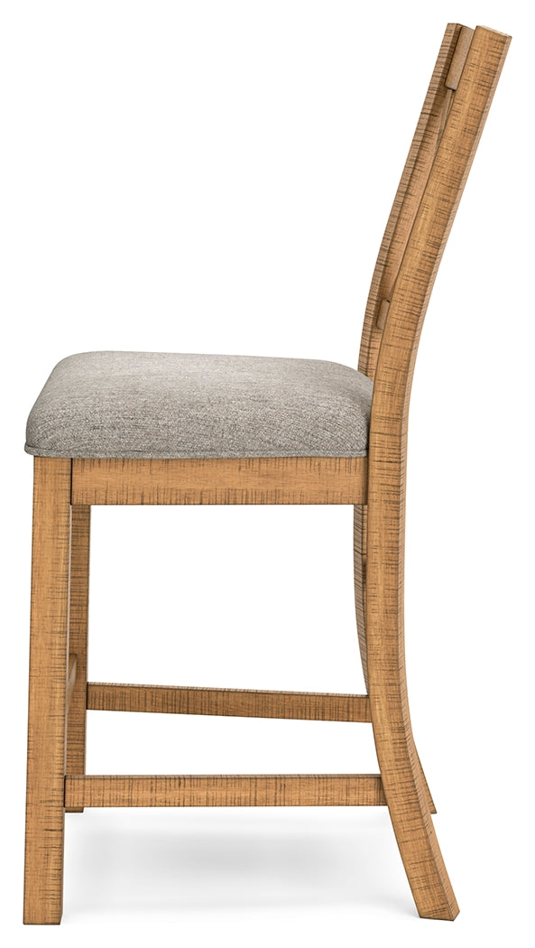 Ashley Furniture - HAVONPLANE COUNTER HEIGHT BARSTOOL - Light Brown Fabric|Wood - Stools - Additional View 6
